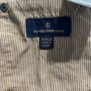 Brooks Brothers Beige and Navy Pinstripe Shirt